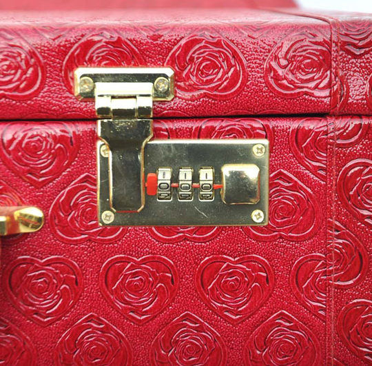 Nueva caja de boda portátil rosa con contraseña de boda