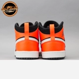 Университет Северной Каролины Air Jordan 1 Mid Aj1 Маленькая сломанная черная апельсиновая банда 640734-062