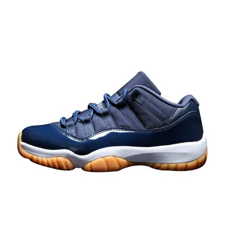 [Северо-Каролина Университет Jordan 11 Low Navy Gum AJ11 navy blue , natural rubber sole 528895-405]