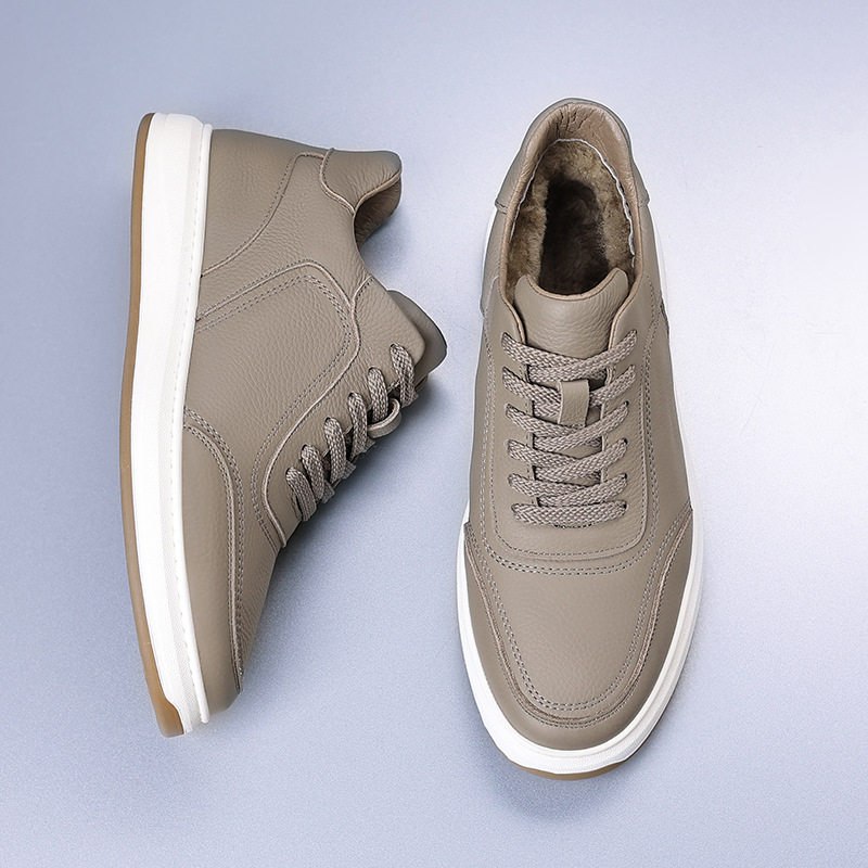 纯羊毛一体头层牛皮男鞋高帮休闲皮鞋时尚百搭保暖冬季新款加绒鞋,淘宝优惠券,粉丝福利购,淘宝优惠卷