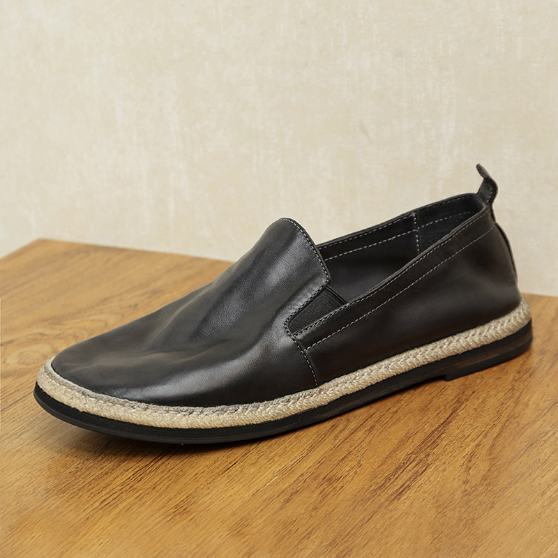 夏季马皮透气一脚蹬懒人鞋套脚软底复古休闲豆豆鞋渔夫鞋男乐福鞋,淘宝优惠券,粉丝福利购,淘宝优惠卷