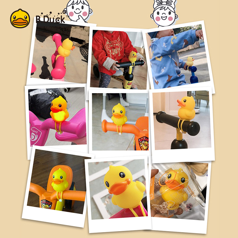 b.duck小黄鸭儿童童车车铃可爱捏捏叫会响发声发光玩具配件装饰 - 图3