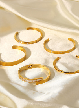 欧美INS风镶锆石开口手镯手饰