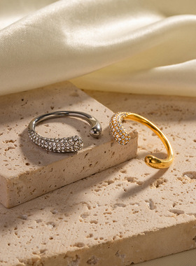 新款钛钢戒指18K镀金高端开口