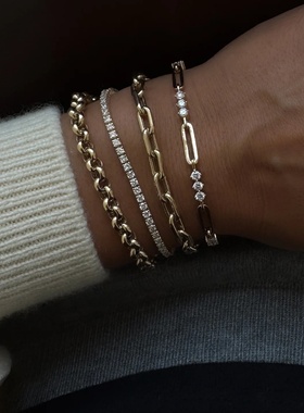 欧美不锈钢满钻网球链手链