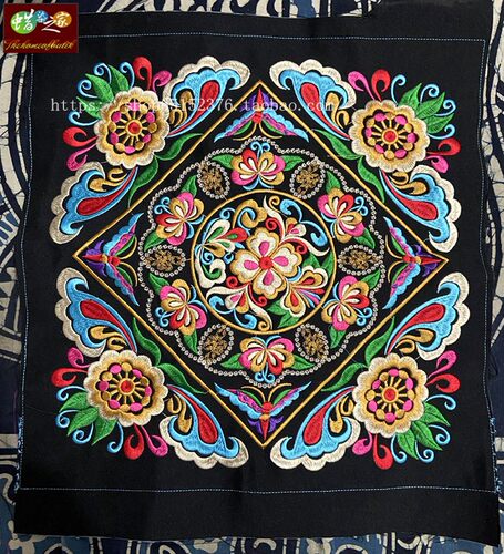 苗族刺绣绣片 绣花家居饰品 民族服装 包包辅料 DIY设计 27*27CM - 图0