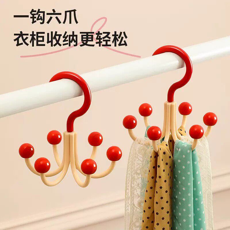 挂钩挂内衣吊带帽子多巴胺旋转六爪收纳吊钩衣柜家用免打孔多功能 - 图2