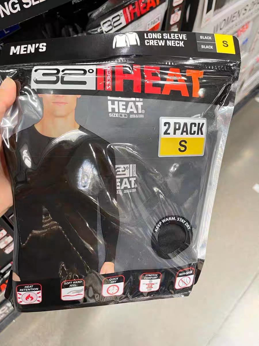 美国开市客costco32度HEAT男士秋冬季保暖舒适打底内衣 一组两件