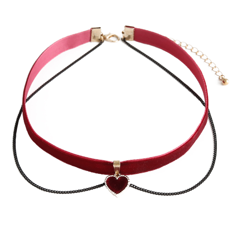 一见倾心 choker 情人节礼物丝绒爱心颈链锁骨链短款颈带网红项圈 一见倾心 choker 情人节礼物丝绒爱心颈链锁骨链短款颈带网红项圈