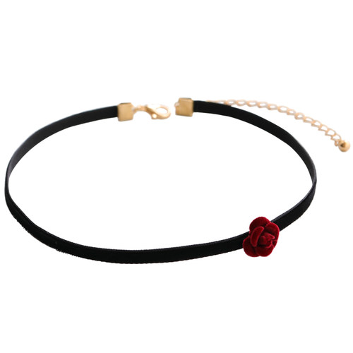 优雅玫瑰花choker黑色法式复古气质小众设计百搭项圈颈链锁骨链女 - 图3