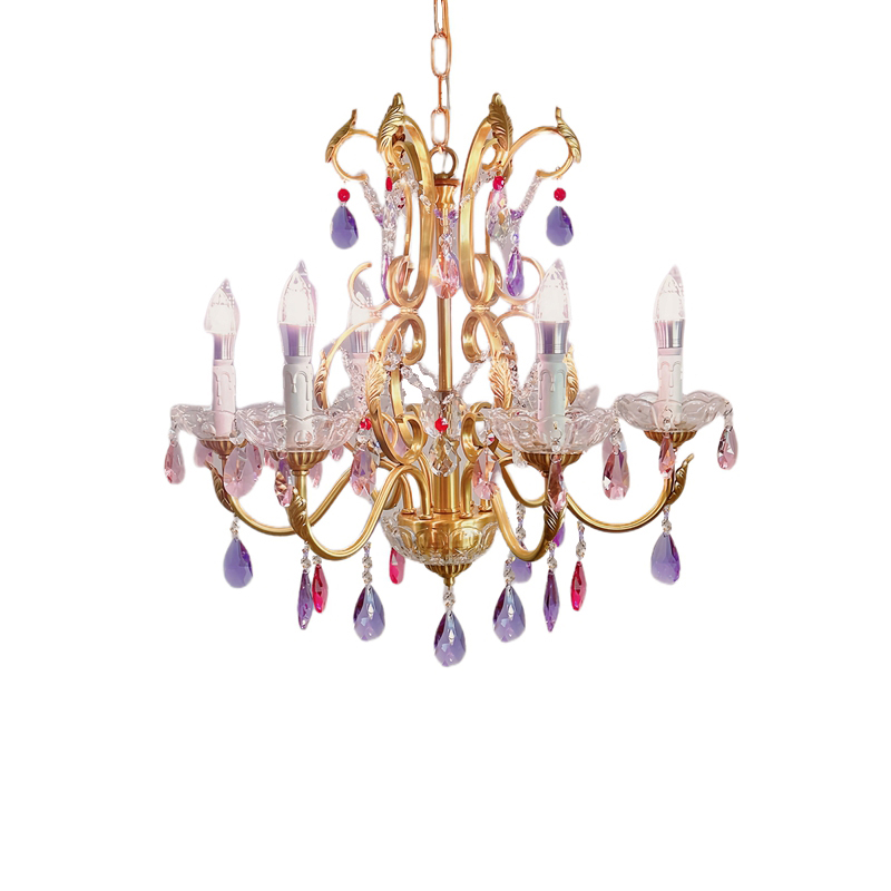 SY欧法式梦幻紫全铜水晶吊灯浪漫奢华复古别墅客厅公主房间卧室灯 - 图3