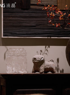 NEWKNG流晶复古莲花兽头墩底座