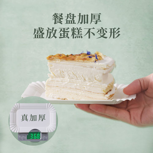食客工具长方形纸盘蛋糕刀叉盘套装一次性油画风塑料加厚生日餐具 - 图0