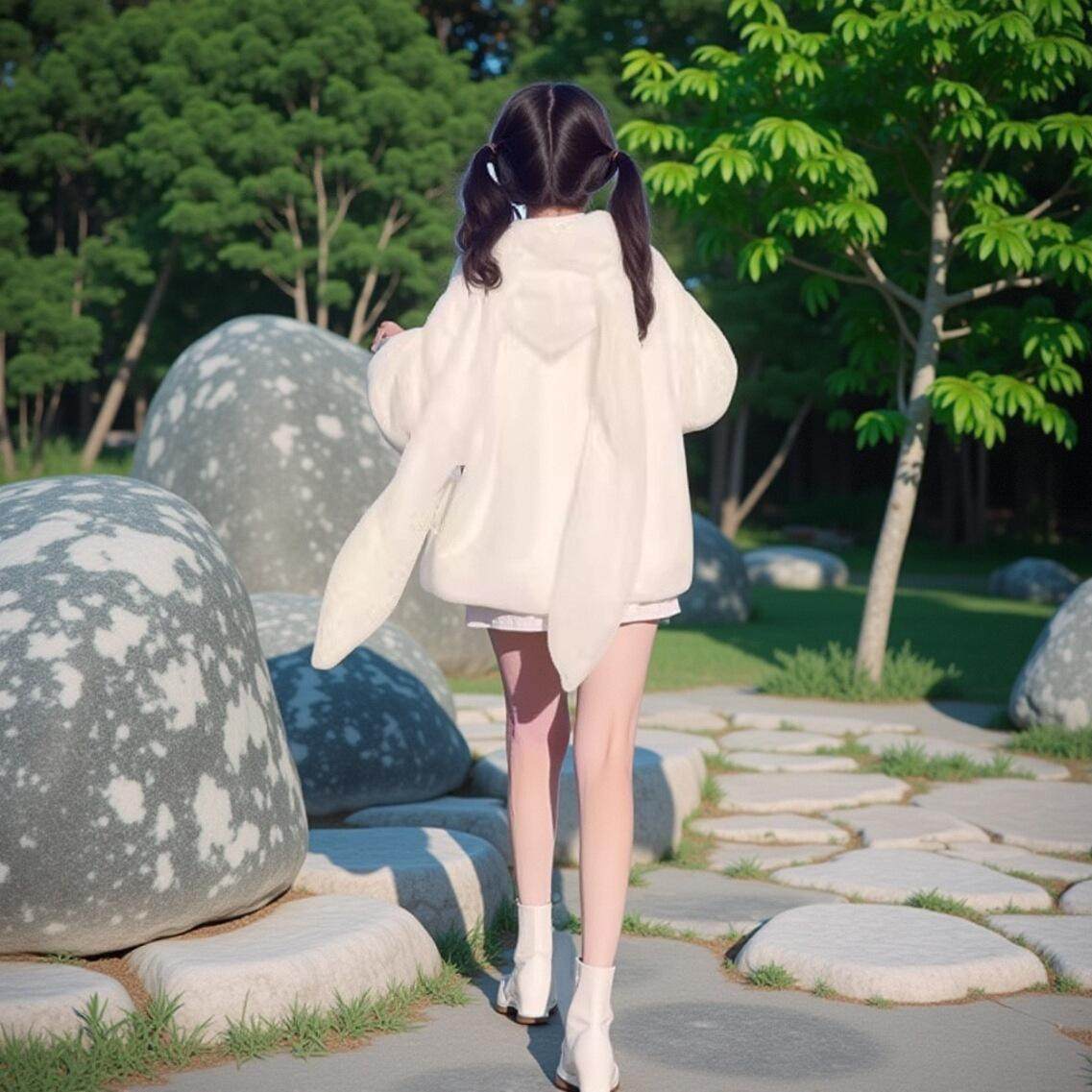 软fufu的兔子耳朵毛绒连帽外套女秋冬季加绒加厚日系学院可爱棉服,淘宝优惠券,粉丝福利购,淘宝优惠卷