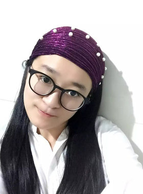 发饰褶皱铆钉固定宽边弹力包头巾