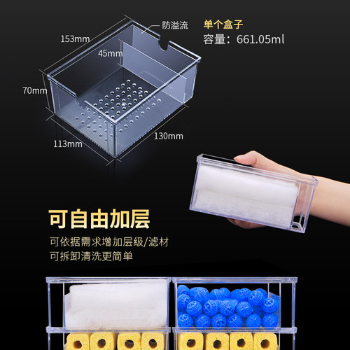 鱼缸过滤器滴流盒过滤盒外置上过滤槽净化水增氧盒子上滤盒过滤机 - 图2