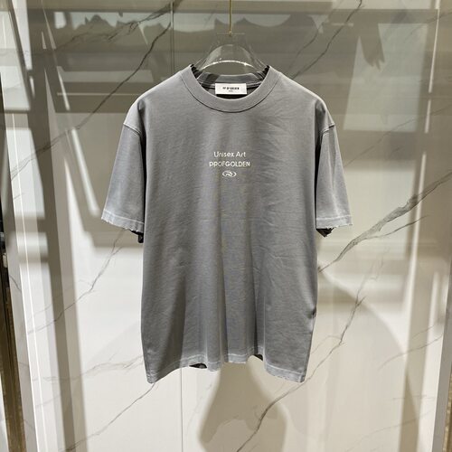 PP OF GOLDEN 26春夏新款logo字母印花破坏做旧男士短袖T恤622639 - 图2