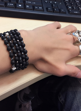 黑玛瑙欧美纯银复古项链