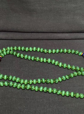 收藏品老坑俄罗斯碧玉金黄色猫眼108平安珠！