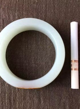 天然收藏品重器精品和田玉新疆籽料手镯中宽条女款旺福带证