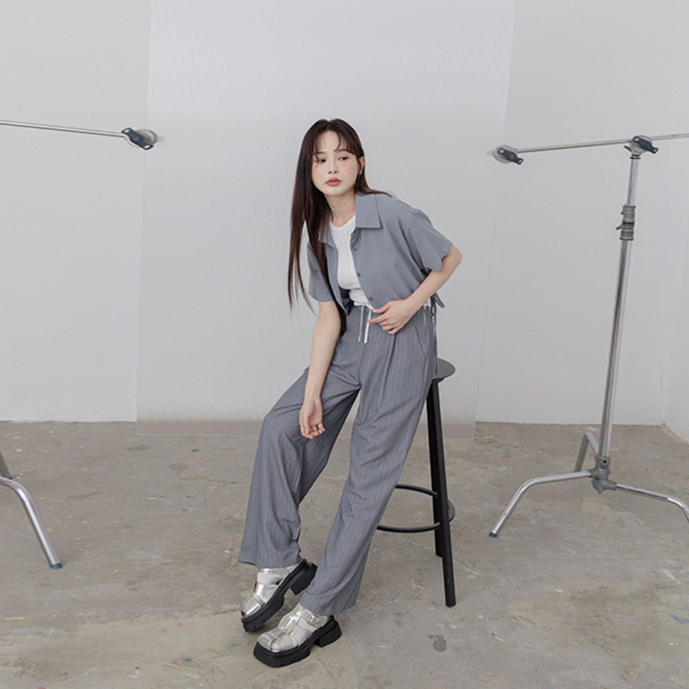 QUEENSHOP 2025春夏新品女装直纹绑带撞色腰头西装长裤04030498,淘宝优惠券,粉丝福利购,淘宝优惠卷