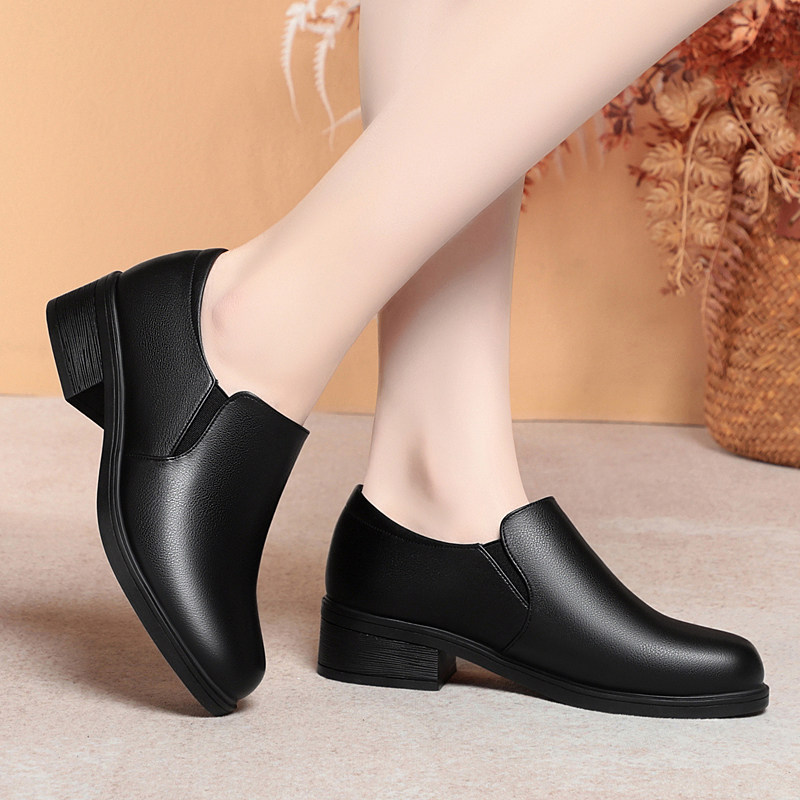 妈妈鞋真皮软底深口单鞋女士皮鞋中跟粗跟中年女鞋舒适防滑工作鞋,淘宝优惠券,粉丝福利购,淘宝优惠卷