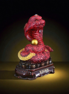 莲慈灵蛇赐福摆件黄铜2025年送礼