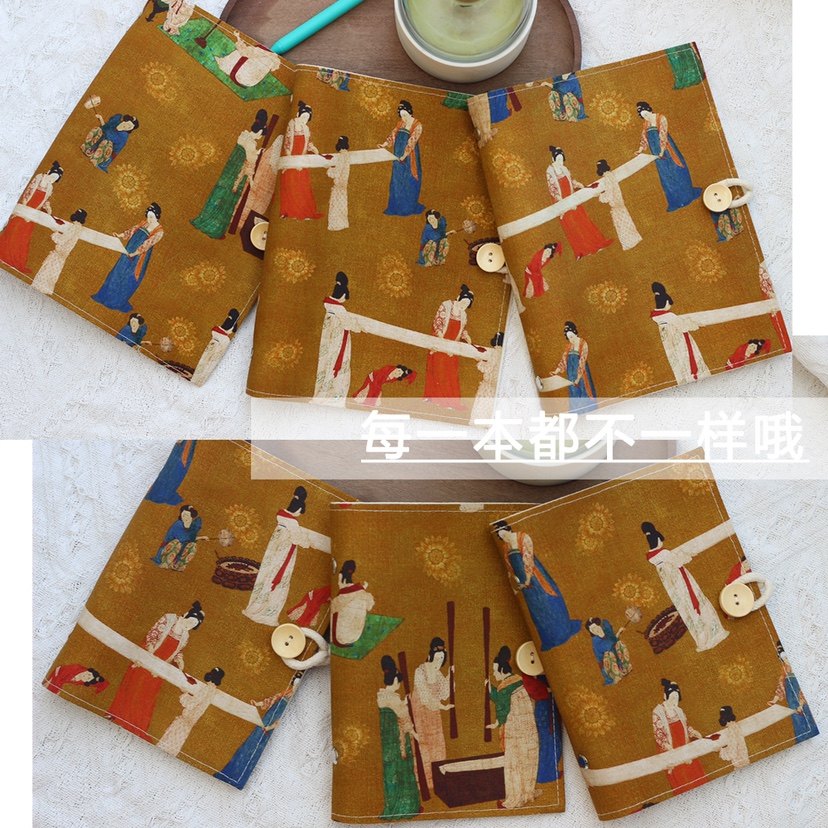 原创唐仕女图A5A6布艺本子活页手帐本记事日记日程礼物集章随身,淘宝优惠券,粉丝福利购,淘宝优惠卷