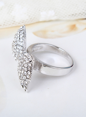 超大水钻蝴蝶结装饰戒指女韩国