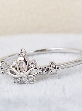 秀气时尚微镶水钻皇冠女学生尾戒