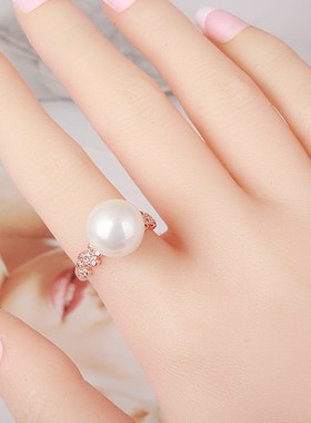 欧美时尚微镶水钻珍珠女日韩版