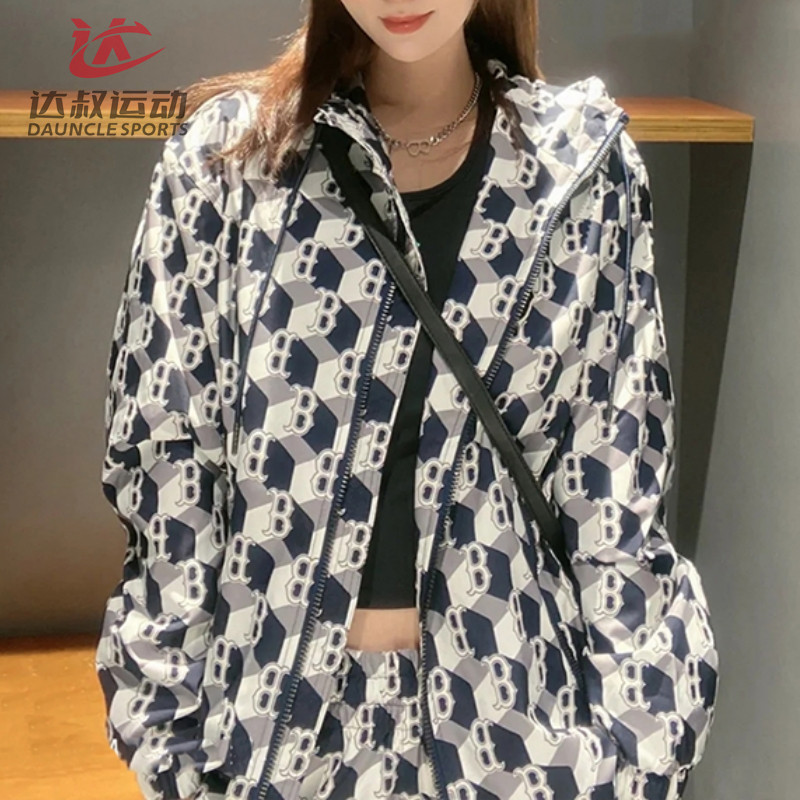 MLB情侣休闲外套男女复古老花满标印花连帽防风运动茄克3AWJM5324,淘宝优惠券,粉丝福利购,淘宝优惠卷