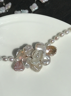 婉至手作定制山茶花珍珠choker