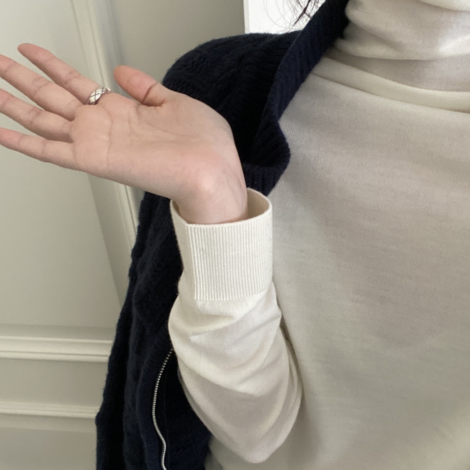 【满2件减20】肤感柔软1oo羊毛新澳高品精纺羊毛打底衫可机洗羊毛 - 图0