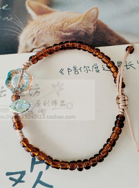 向阳而生原创向日葵手链一举夺魁手串琉璃串珠自动调节手绳礼物