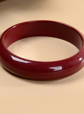 高含量朱砂手镯女保真原石紫金砂生日礼物红色镯子送妈妈老婆珠宝