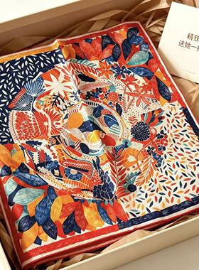 美丝宸品牌100纯羊毛油画中方巾百搭洋气轻奢高级感护颈送礼丝巾