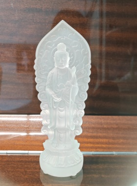 古法琉璃西方三圣如来观音摆件