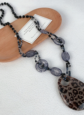 partyme手工辣妹豹纹斑马纹吊坠项链设计锁骨链复古气质项饰潮