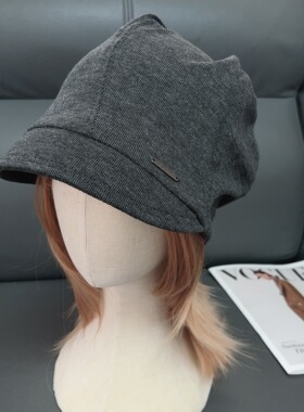 partyme秋冬慵懒风帽子女百搭冷帽纯色包头帽短檐显脸小堆堆帽子