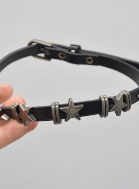 皮质甜酷朋克风y2k星星项圈暗黑摇滚辣妹哥特复古项链choker颈链