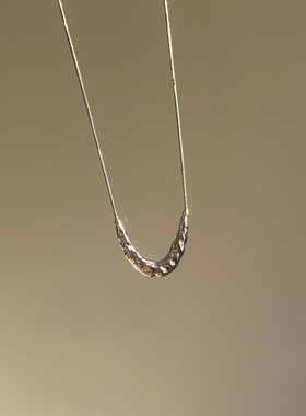 复古手工肌理感熔岩几何长款微笑吊坠简约百搭毛衣链女