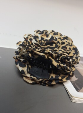 partyme手工豹纹布艺花朵立体抓夹发饰ins高级感鲨鱼夹发量多发夹