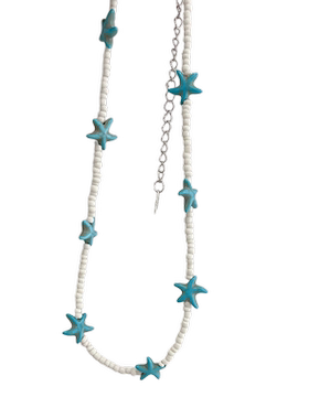 欧美个性百搭海星吊坠米珠串珠项链女波西米亚沙滩风短款锁骨颈链