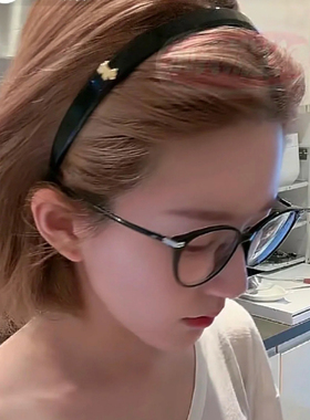 明星同款黑色金标小狗发箍女高颅顶发卡洗脸压发皮头箍发饰细款