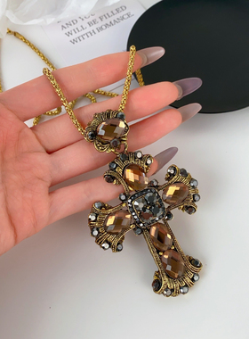 partyme手工重工十字架吊坠项链复古风颈链小众高级感设计项饰潮