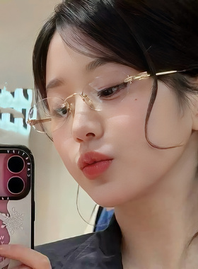 网红款时尚欧美金属风轻奢圆形无框女太阳镜眼镜潮版素颜墨镜小众