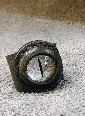 原创设计风手工牛皮眼睛夸张戒指