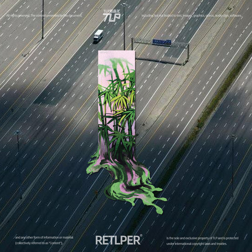 RETLPER镂空车贴 原创 碧水竹影 国画融化风格 汽摩平面防水贴纸 - 图0