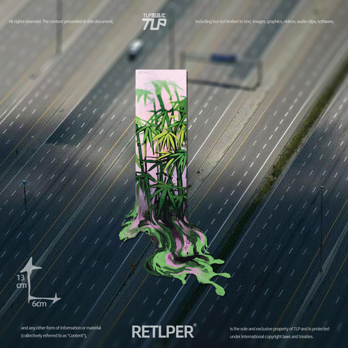 RETLPER镂空车贴 原创 碧水竹影 国画融化风格 汽摩平面防水贴纸 - 图1
